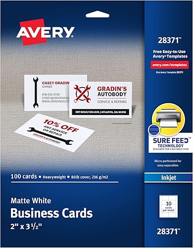 Miniatura 7 de Avery Tarjetas de visita Kraft Brown con tecnología Sure Feed, 2 x 3.5 pulgadas, láserinyección de tinta, 150 tarjetas de visita imprimibles,