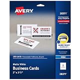 Avery Printable Business Cards with Sure Feed Technology, 2" x 3.5", White, 100 Blank Business Cards, Inkjet Printer Paper (28371) – view 1
