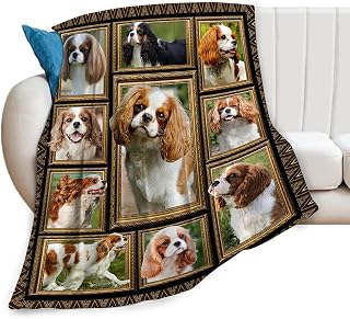 Cavalier King Charles Spaniel Blanket Dog Throw Blanket Super Soft Warm Fuzzy Cozy Plush Flannel Fleece Bedding Animal Blanket Gift Decor Stuff for Women Men Adult Birthday Kids Sofa Couch 50"x40"