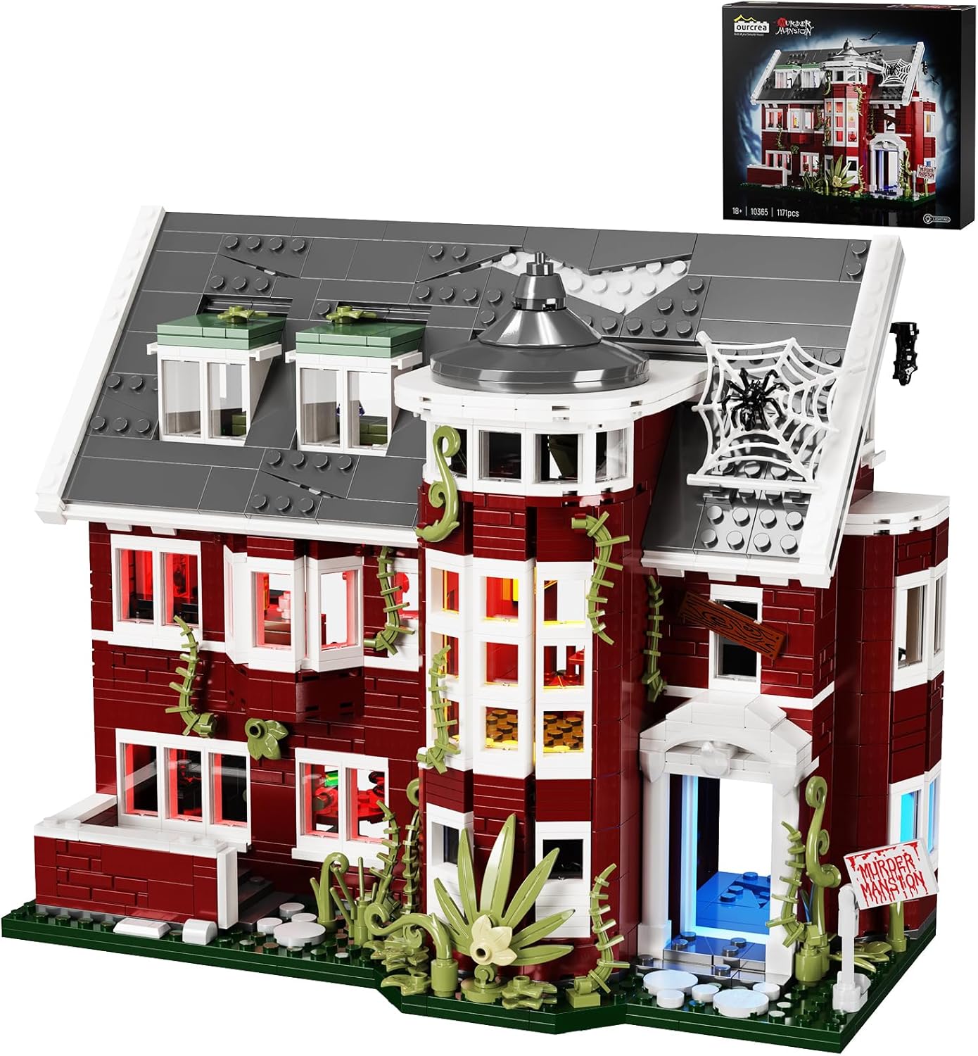 Murder House Building Set with Lights,Horror Story Movie Haunted House Building Blocks Toy,Mansion Model Kit Compatible with Lego Gift Idea for Friends and Fans 18+ (1171 PCS)