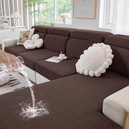 Miniatura 10 de hyha Fundas de Cojines de Sofá Impermeables, Funda Elástica Mágica para Asiento de Sofá, Fundas de Cojines de Sofá Seccional/Sofá Impermeables para