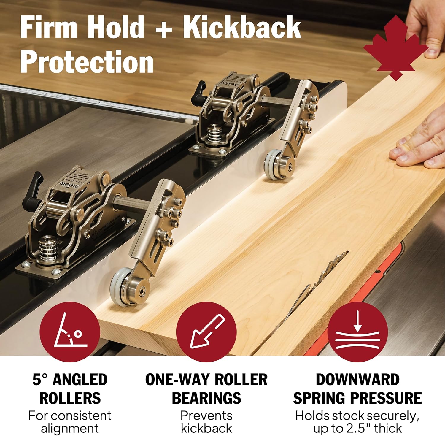 JessEm 04320 Clear-Cut STS Stock Guides for Table Saw – Precision Stainless Steel Rollers, Smooth Bearing System, Downforce and Feed Control for Accurate Safe Woodworking Cuts