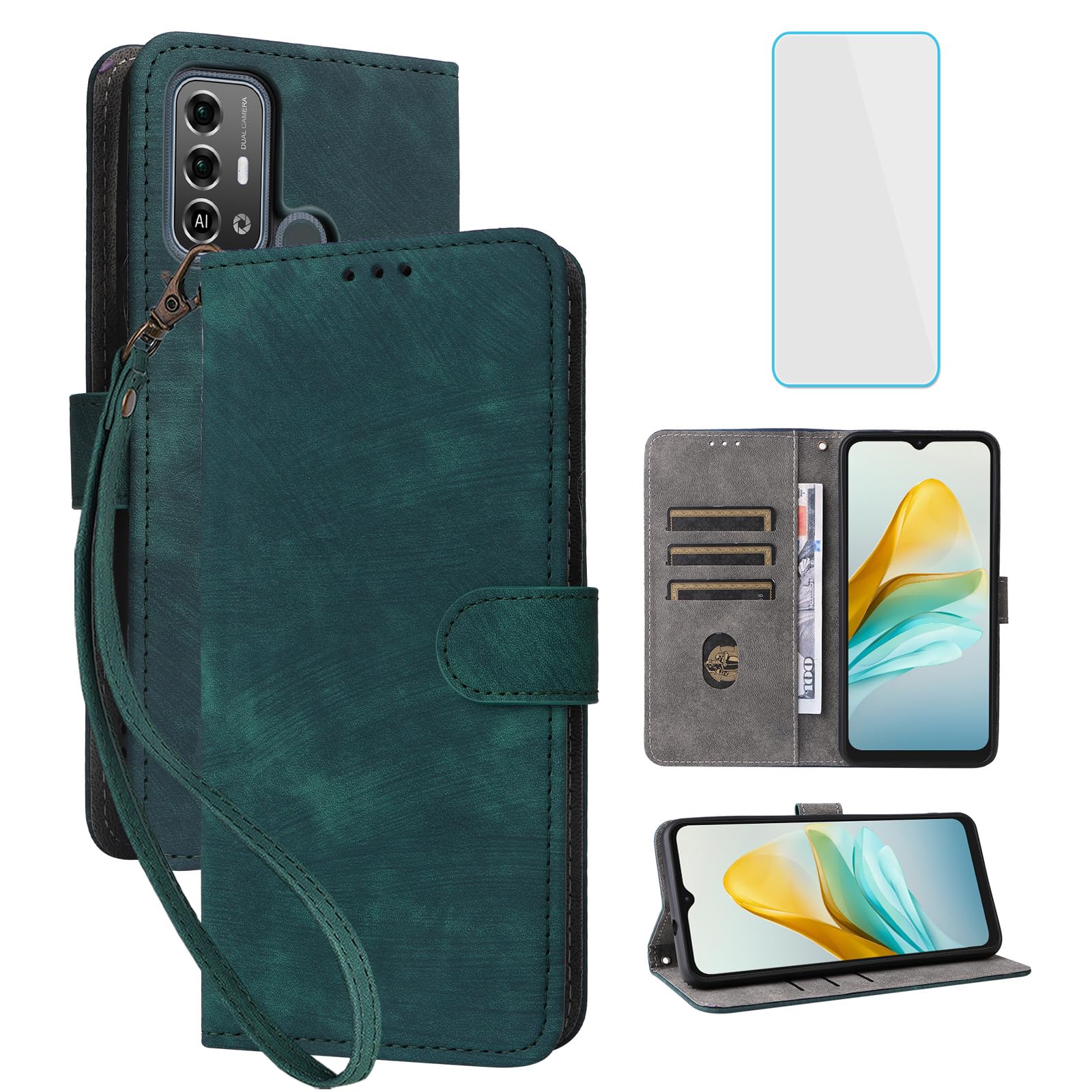 IUQXU for Rogers Nubia A75 Wallet Phone Case with Screen Protector
