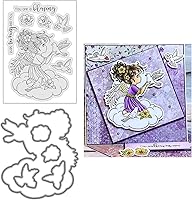 Vista 12 de Juego de sellos y troqueles transparentes de ángel para hacer tarjetas, plantillas de corte para álbumes de recortes, álbum de fotos, papel