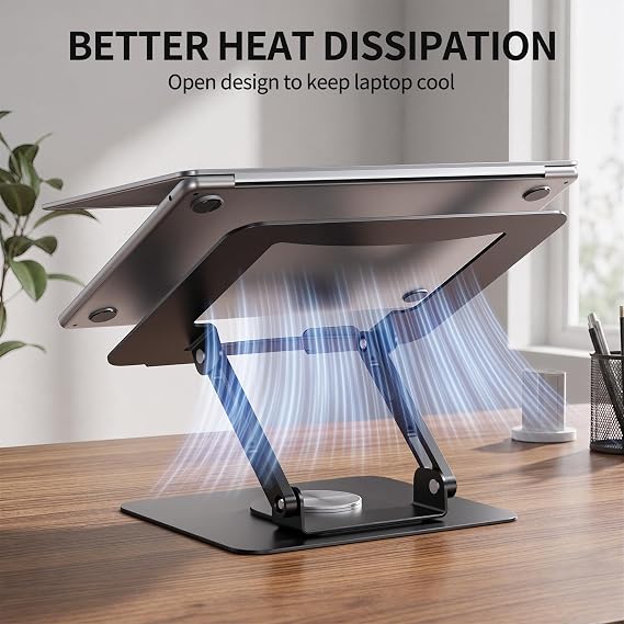 SOUNDANCE 360 Rotating Laptop Stand, Adjustable Riser,10-17, Black