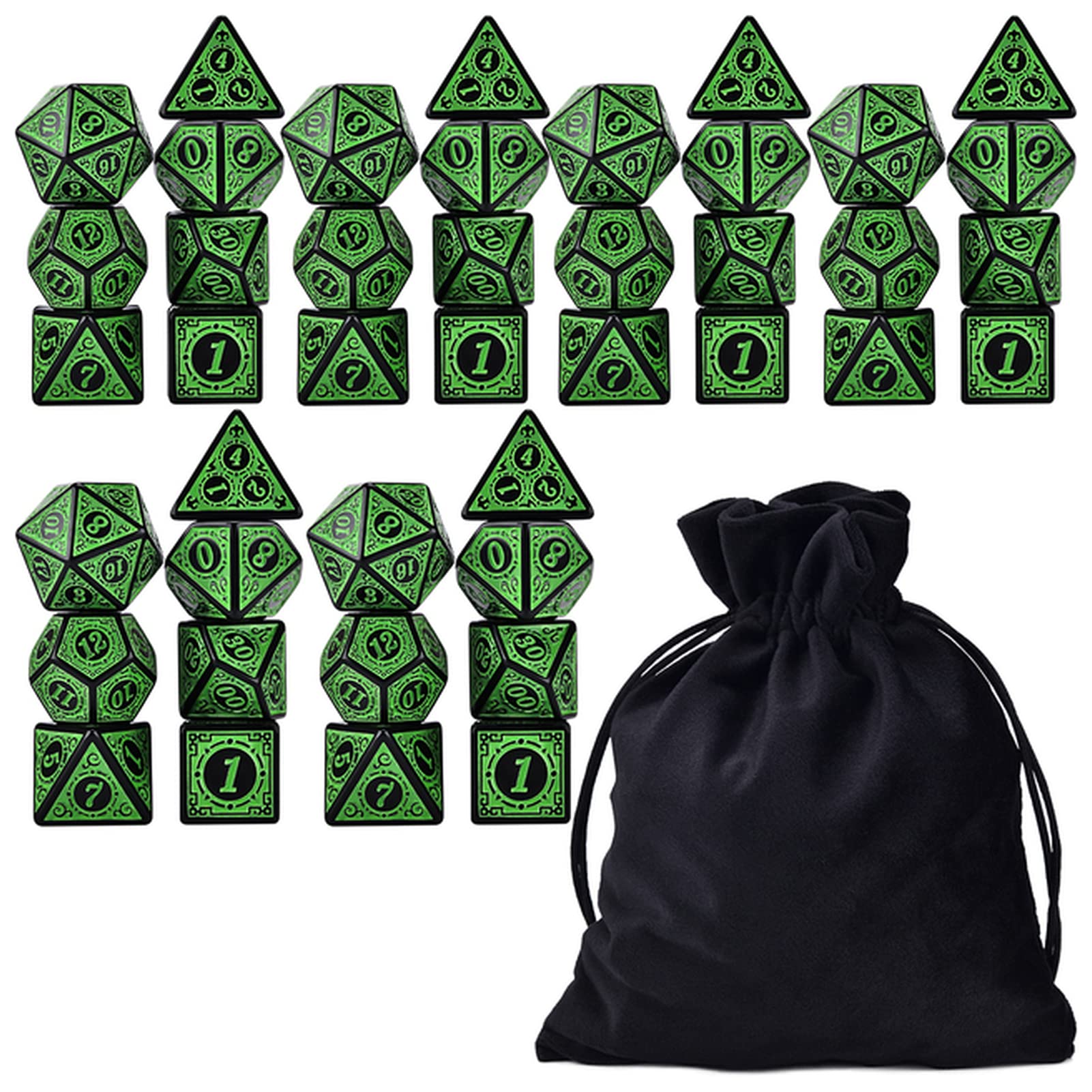Dados 6 Sets Polyhedral 7-Die Rune Dice D4-D20 con Bolsa for DND RPG Juegos de Aventura de Guerra Dado Gigante (Size : D)