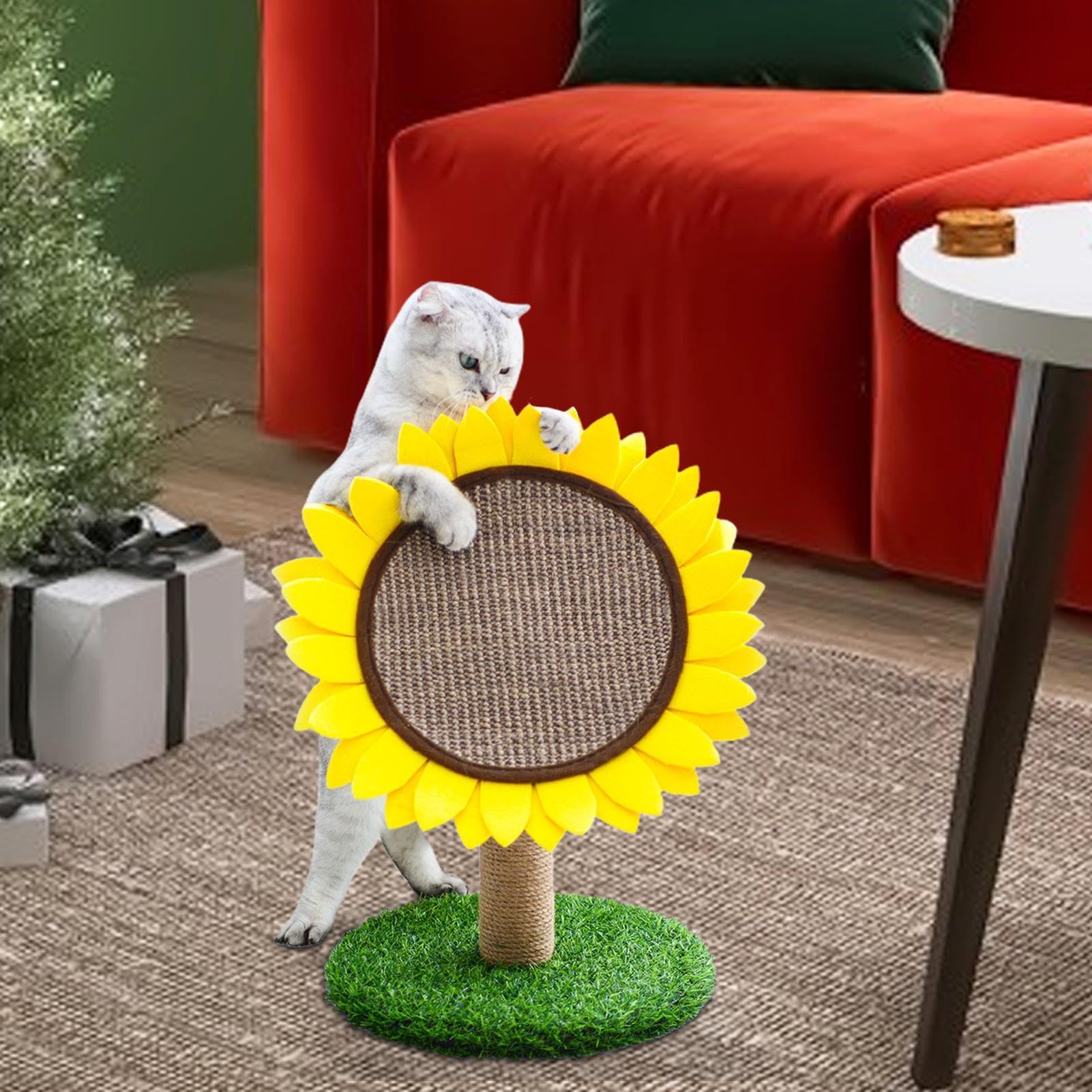 Tiragraffi per gatti a di girasole, simpatico tiragraffi per gatti con albero di gatto e fiori, forniture per animali domestici, accessori per gattini per attività interac | albero di gatto e fiori, forniture per animali domestici, per per attività intera