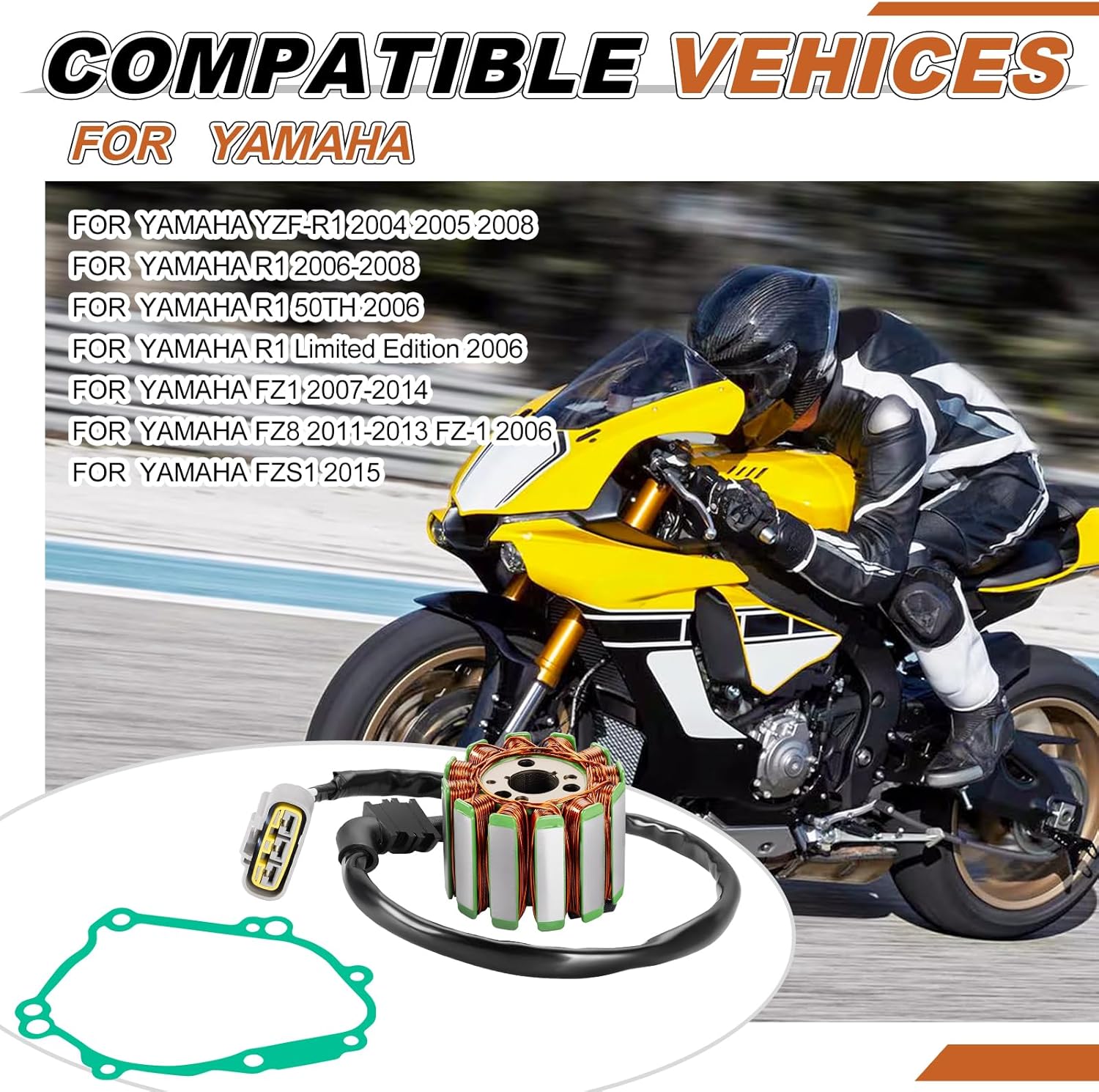 2D1-81410-10-00 Magneto Stator And Gasket For YAMAHA YZF-R1 R1 FZ1 FZ8 FZS1 2004-2016 2D1-15451-10-00 5VY-15451-10-00 5VY-15451-00-00
