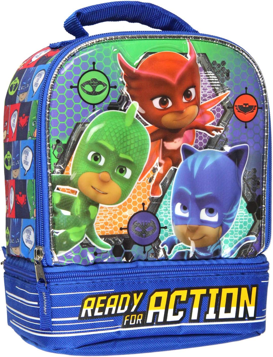 PJ Masks Ready For Action Dual Compartment Insulated Lunch Bag Tote