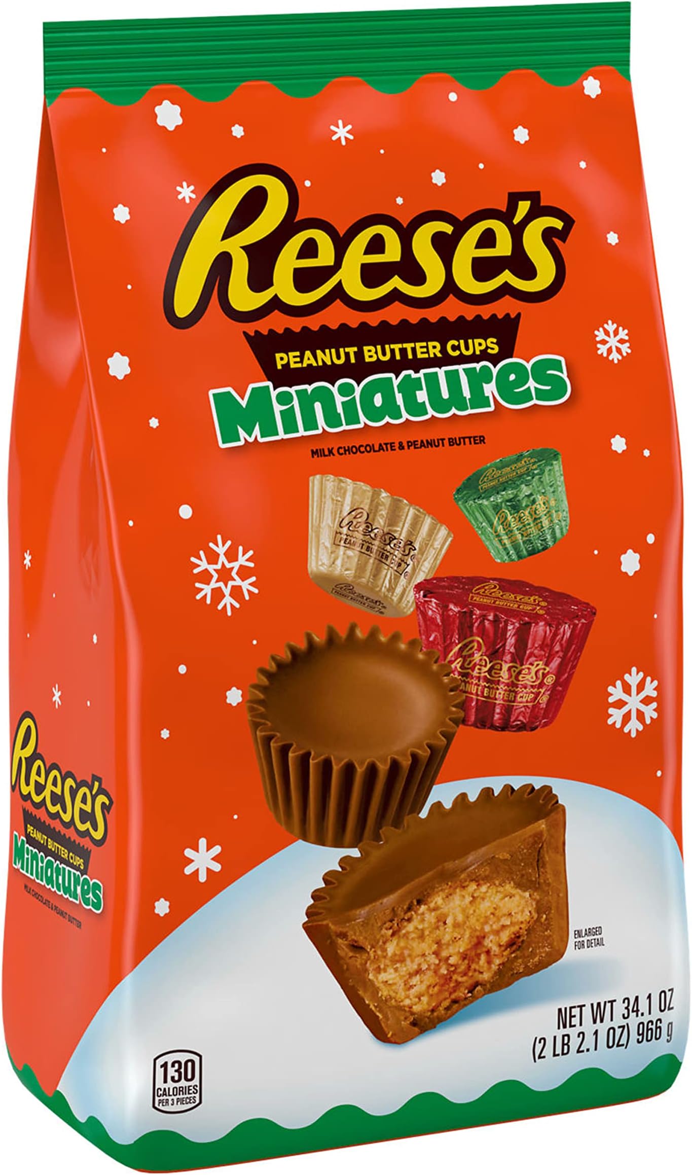 Miniatures Milk Chocolate Peanut Butter Cups, Christmas Candy Bulk Bag, 34.1 oz