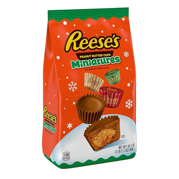 REESES Miniatures Milk Chocolate Peanut Butter Cups, Christmas Stocking Stuffer Candy Bulk Bag