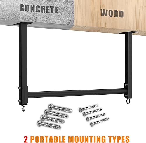 Miniatura 6 de Ceiling Mounted Pull Up Bar, Heavy Duty 700 LBS Multi Grip Pull Up Bars, 16"24" Rafter Chin Up Bar, Ceiling Joist for GarageGymBasement with