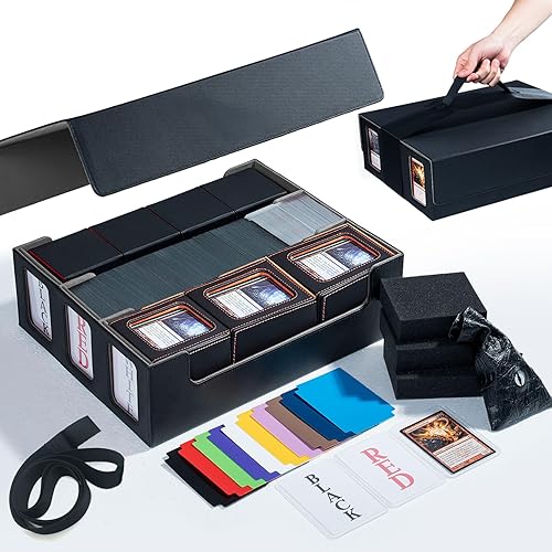 Scimi Caja de almacenamiento de tarjetas con bandeja de dados con capacidad para más de 800 tarjetas con funda para MTG, YuGiOh, Uno, tarjetas