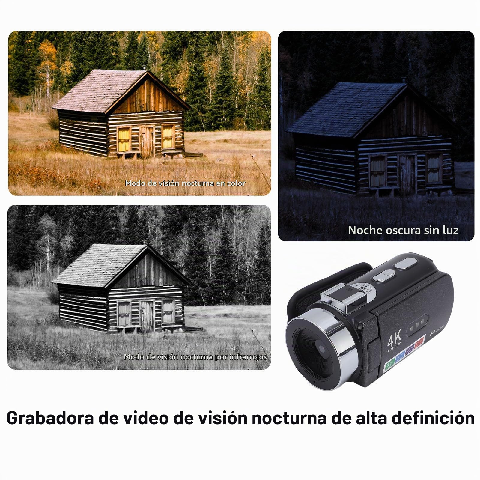 Cámara de Vídeo 4K, Videocámara HD Wi Fi de 64 MP con Zoom Digital de 28X, Grabadora de Vídeo con Pantalla de Rotación de 3 Pulgadas con Luz LED de Visión Nocturna, Cámara