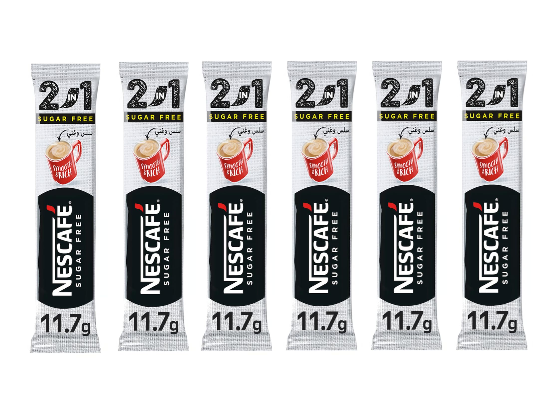 Nescafe 2 In 1 Sugar Free Coffee Sachets | Nescafe Instant Coffee Premix | Sugar Free 2 in 1 Coffee Sachets | (6 x 11.7g)