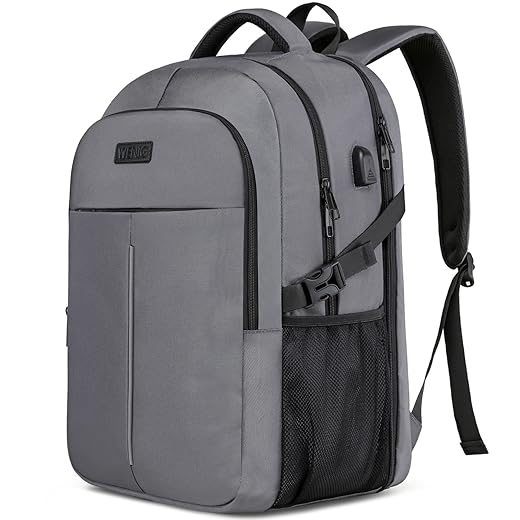 Men's Backpack, 17.3 Inch Laptop Backpack, Travel Backpack Large Men Women Anti-Theft Waterproof with USB Charging Port Laptop Backpack for Leisure, School, Business – Grey