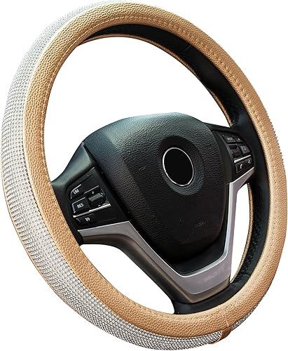 Nueva Funda para Volante de Cuero Diamantado con Cristales de Strass Brillantes Bling Bling, Ajuste Universal de 15 Pulgadas, Protector de Volante