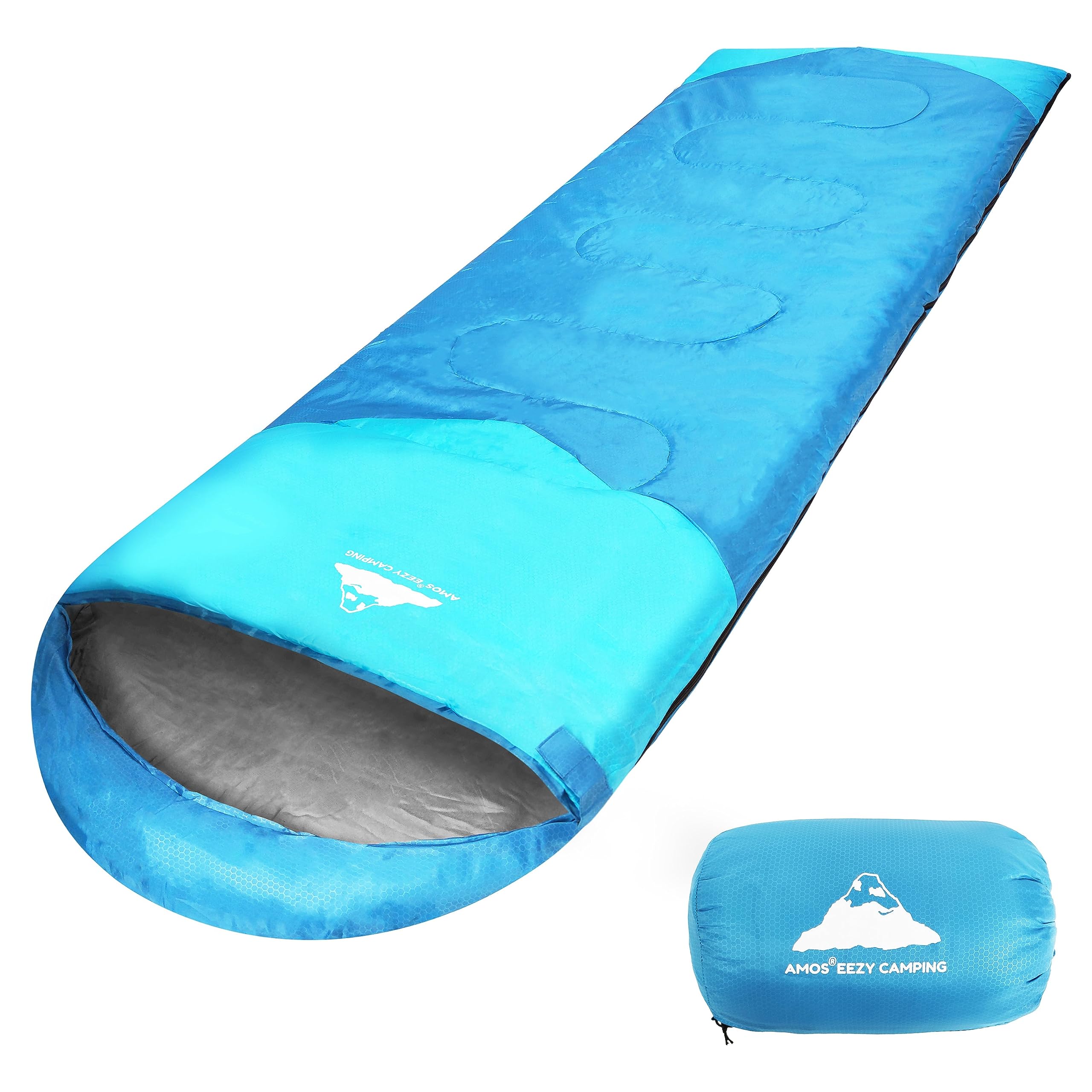 AMOS Sleeping Bag for Adults & Kids 3 Season Waterproof & Lightweight With Bag For Camping Hiking Backpacking Cyan