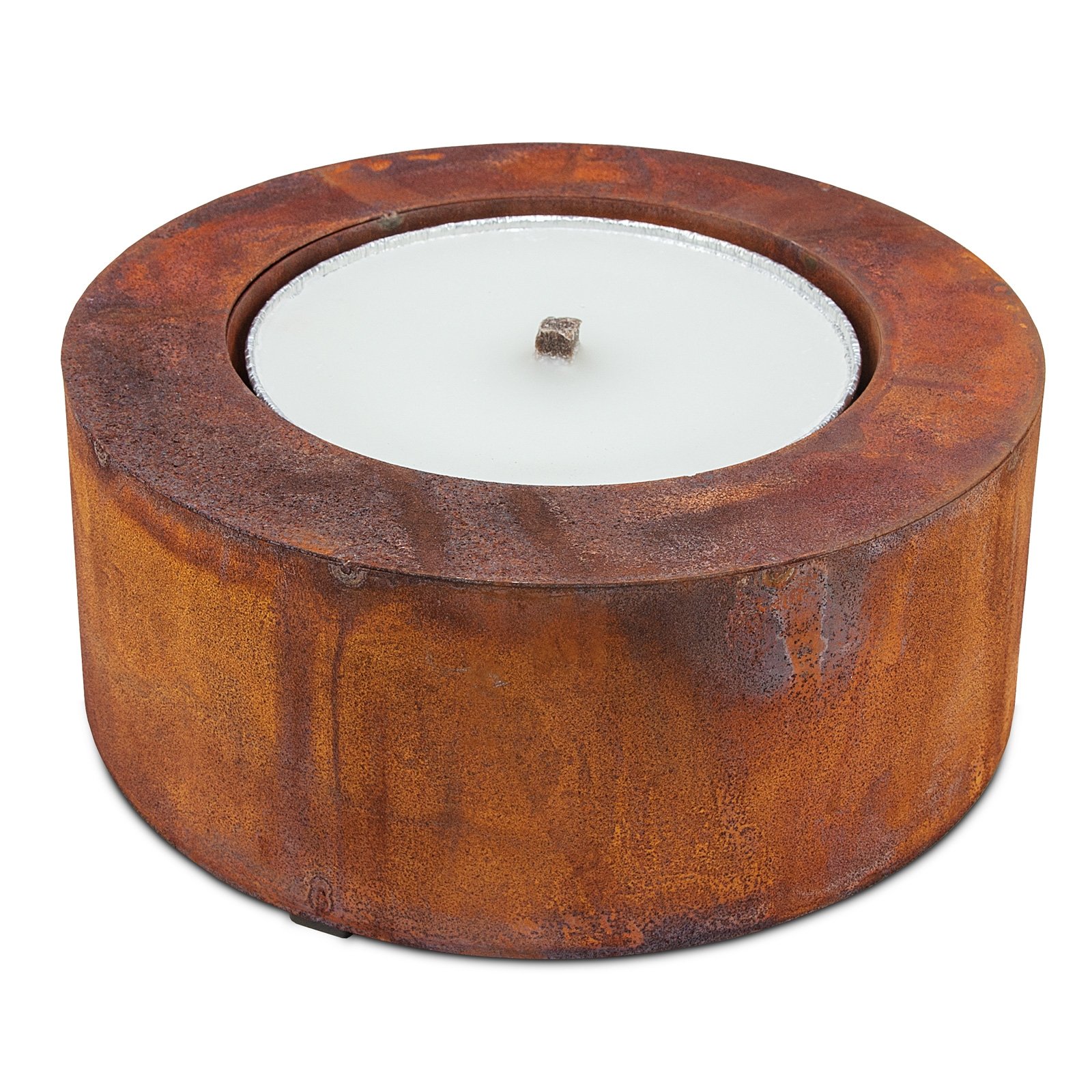 Metall Zylinder Rost inkl. Flammschale Ø 26 cm / 10 cm