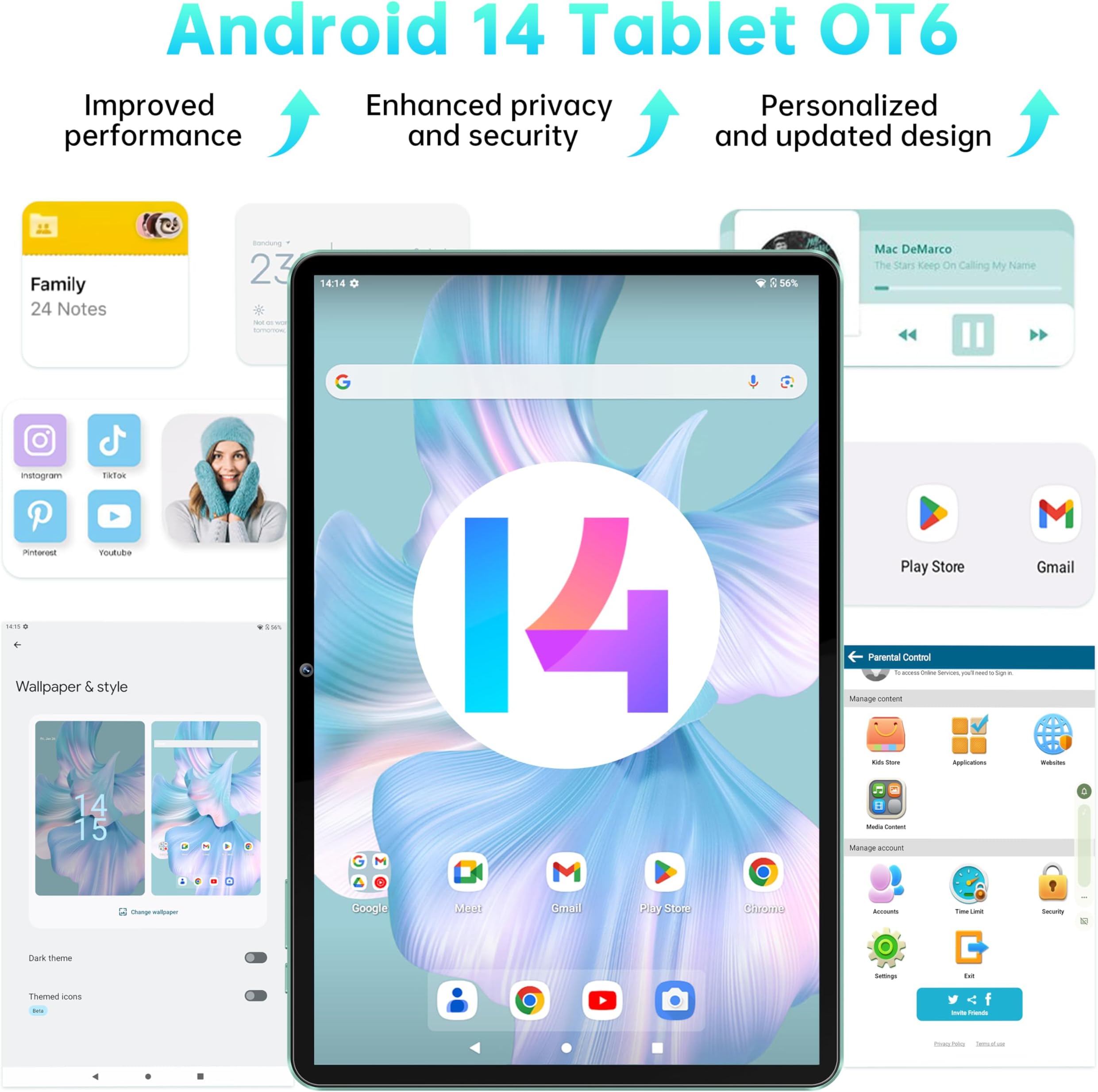 OUKITEL OT6 Android 14 Tablet WIFI - 2024 Tablet 10.1 inch, 8000mAh Big Battery,tablets with pen,80dB Dual speaker, Widevine L1, Bluetooth 5.0, 2 Years Warranty, Purple