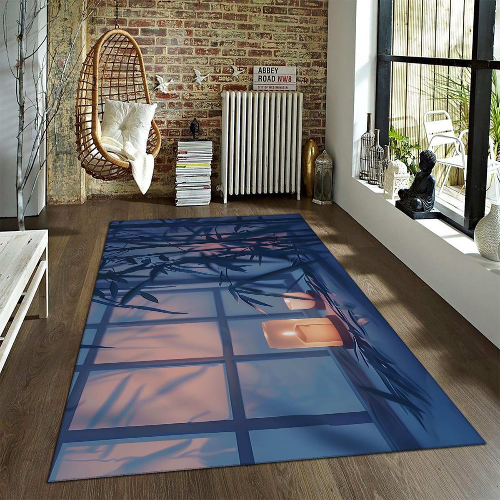 Tapis moderne 160x200cm forêt de bambous pour une entrée accueillante