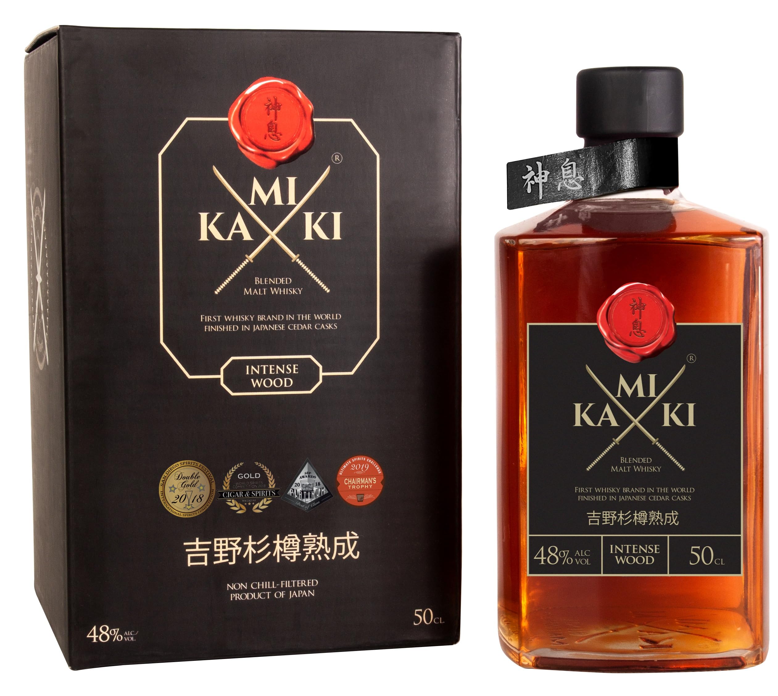 神息ウイスキー　桜とダークウッド 神息 かみき ウイスキー 桜ウッド 48度 500ml 箱入り | てっぱJAPAN