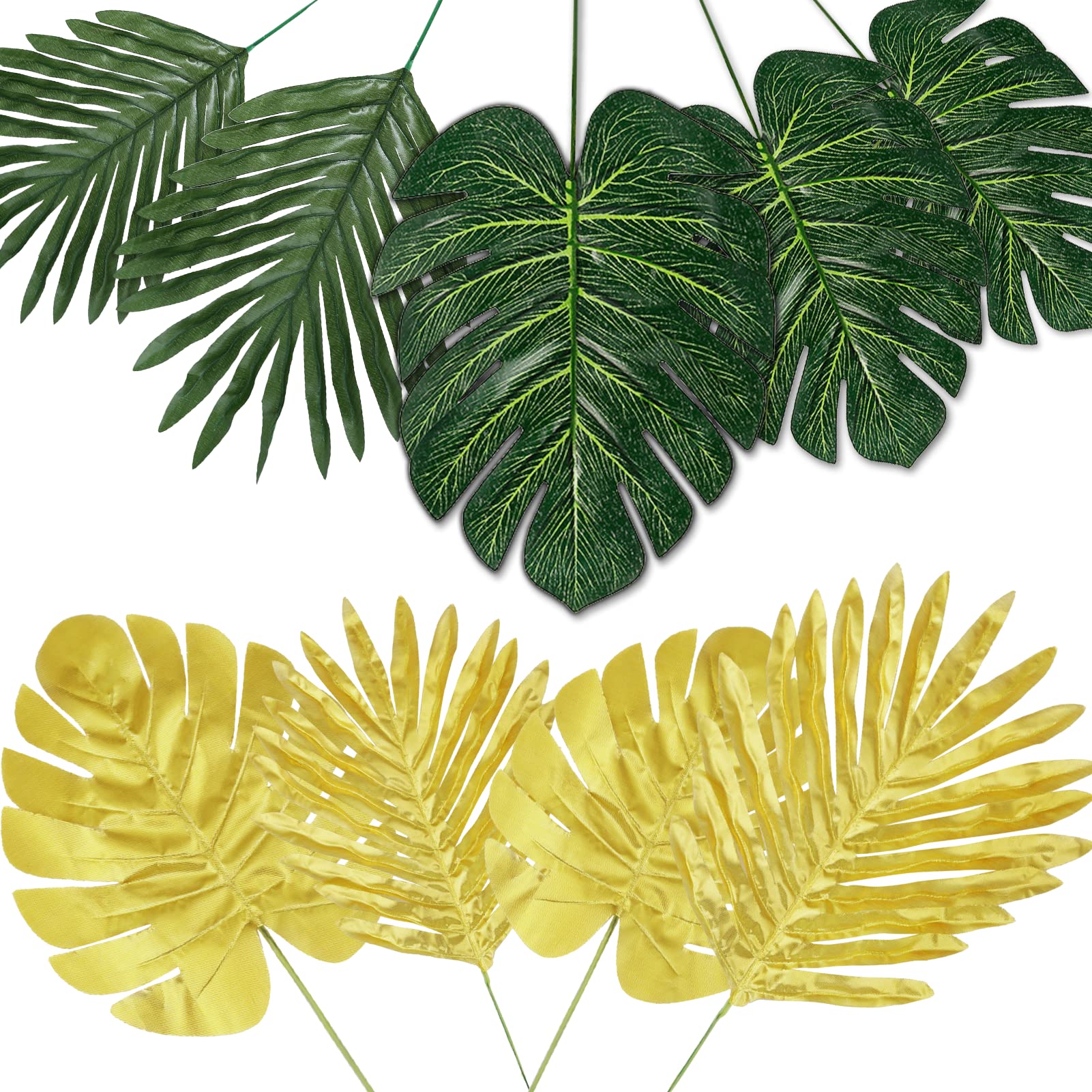 Buy Auihiay 54 Pieces 9 Kinds Golden Tropical Leaves Artificial Palm