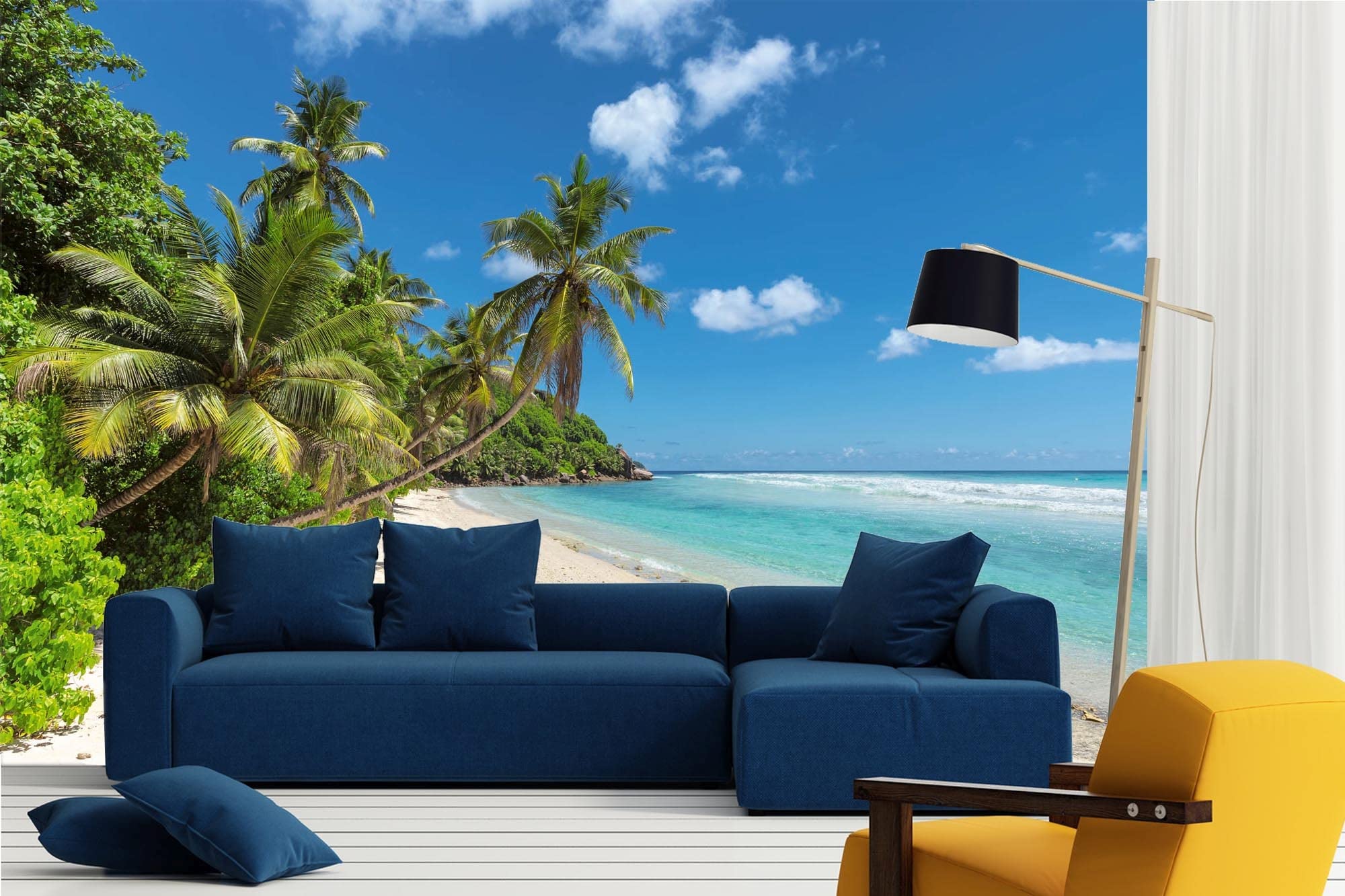 WTD - Papel pintado fotográfico (375 x 250 cm, incluye pegamento), diseño de isla tropical