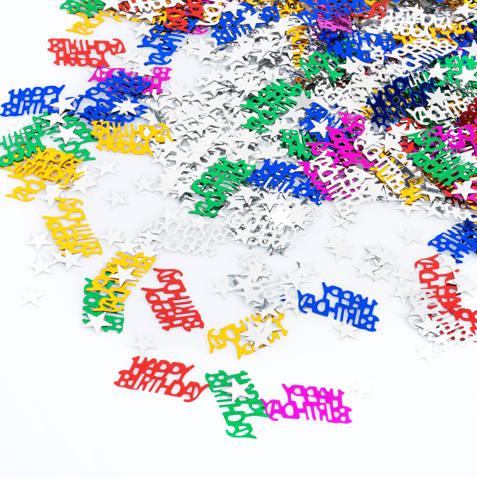 Happy Birthday Metallic Glitter Foil Star Table Party Decorations - 30g Colorful Confetti for Kids & Adults