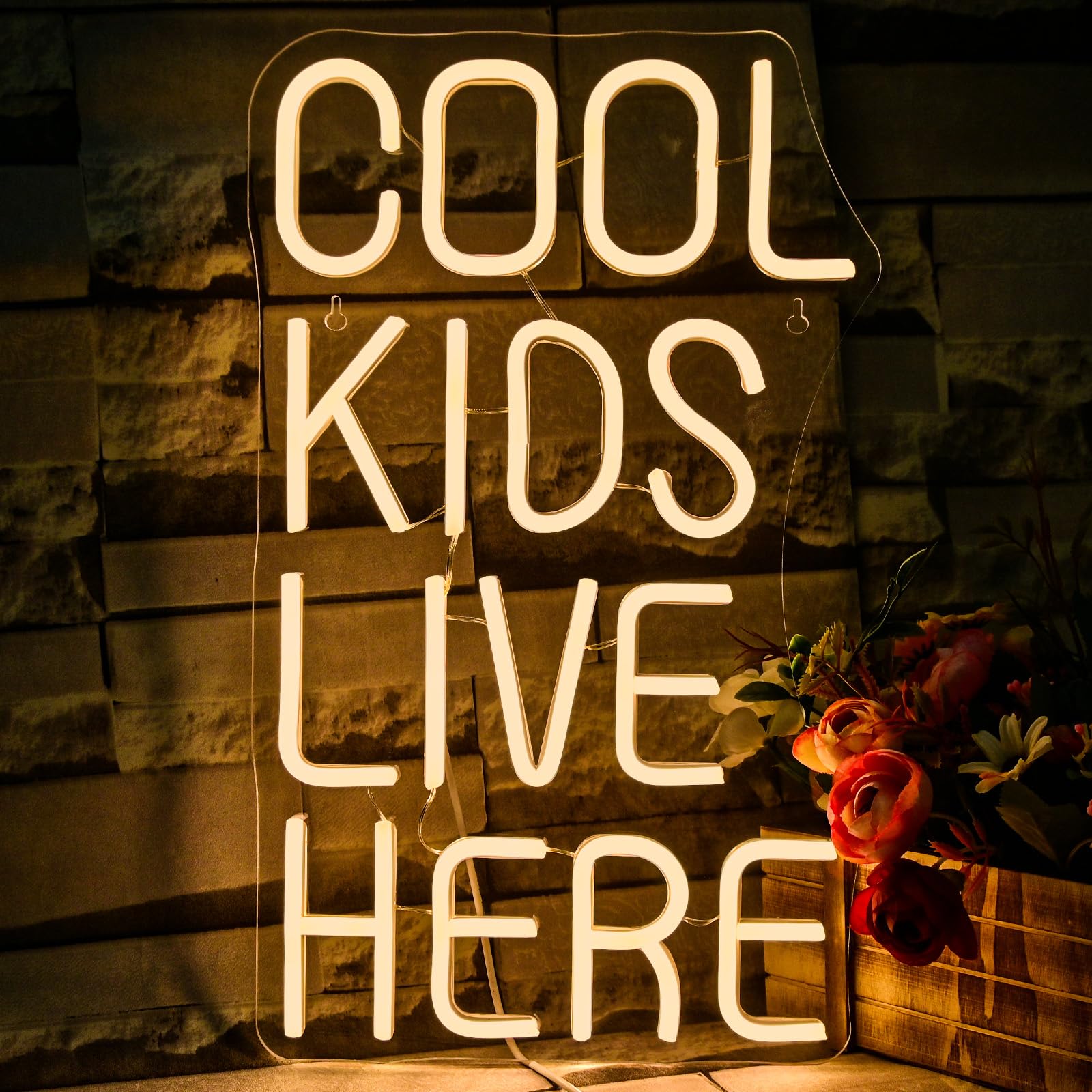 VYXIN Cool Kids Live Here Neon Sign for Wall Decor,Neon Light for Bedroom Bar Man Cave Kids Room Wall Art Decor