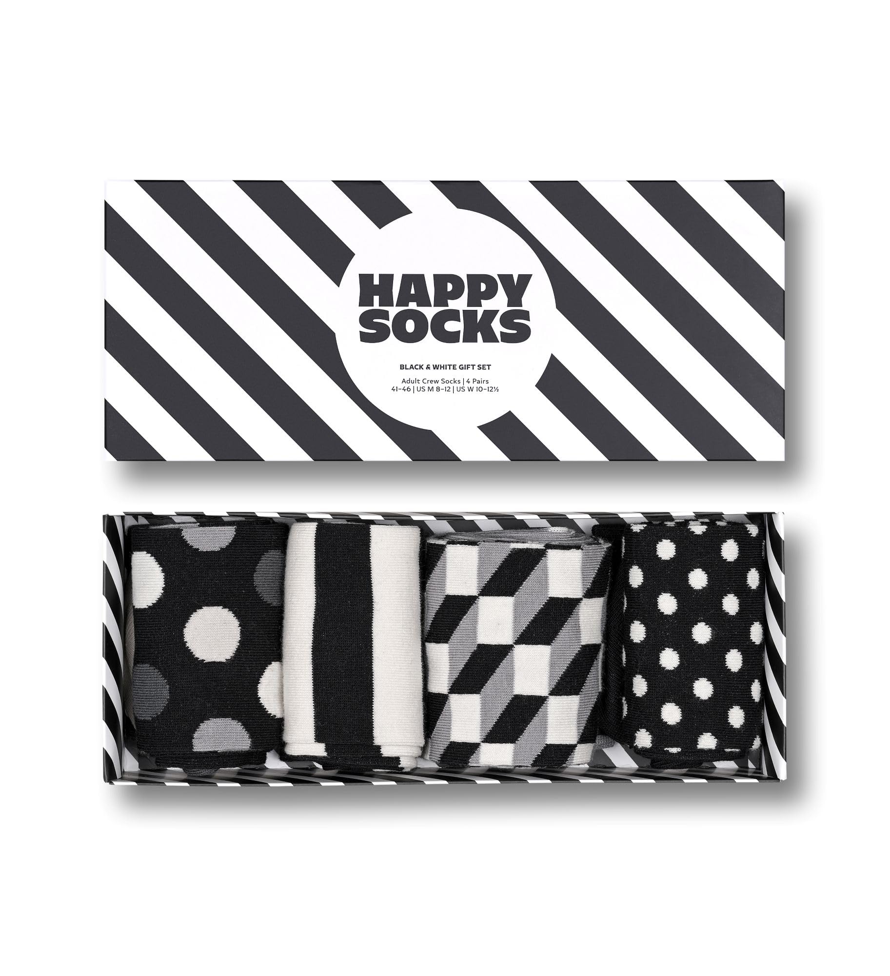 Happy Socks kolorowe i zabawne skarpetki 4-Pack Classic Black & White Socks Gift Set Rozmiar 41-46