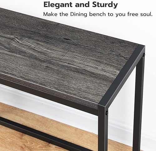 Miniatura 7 de HOOBRO Banco de comedor, banco de mesa de 47.2 pulgadas, banco de cocina de estilo industrial, marco de acero, fácil de montar, para cocina,