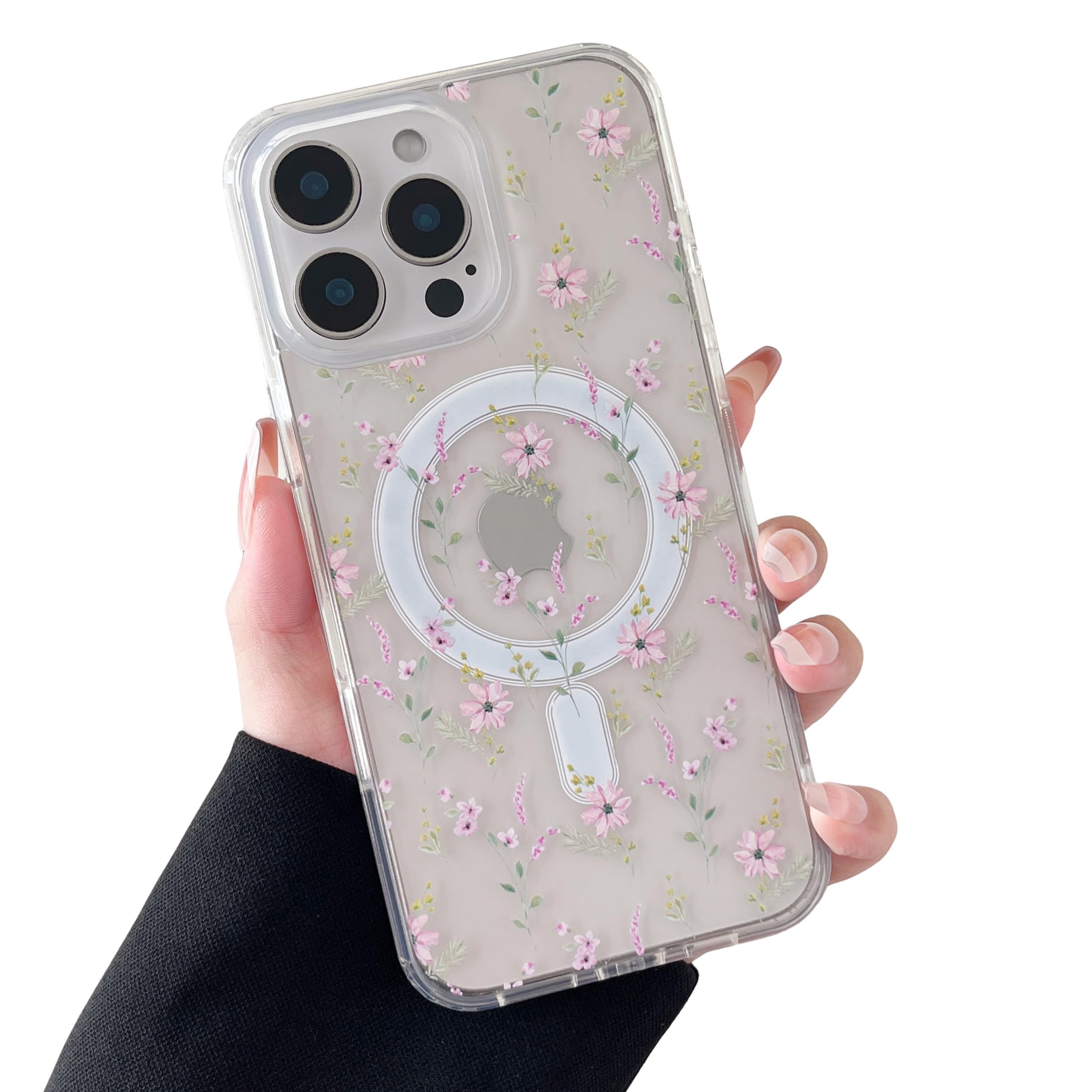 Coque résistant iPhone 16 Pro Max transparente anti-jaunissement fleurs