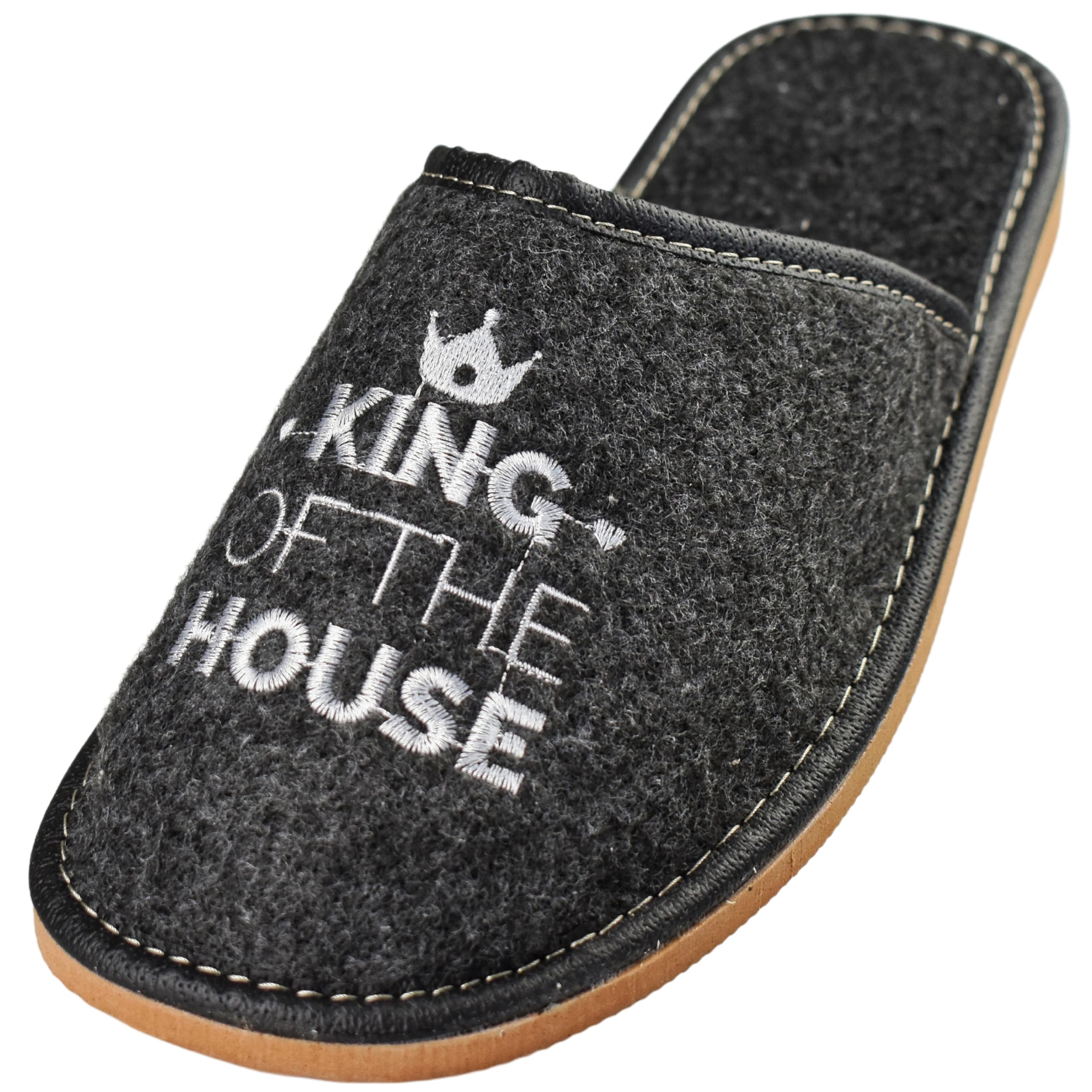 APREGGIO - Herren Hausschuhe aus Leder – Slip-On, Pantoffeln