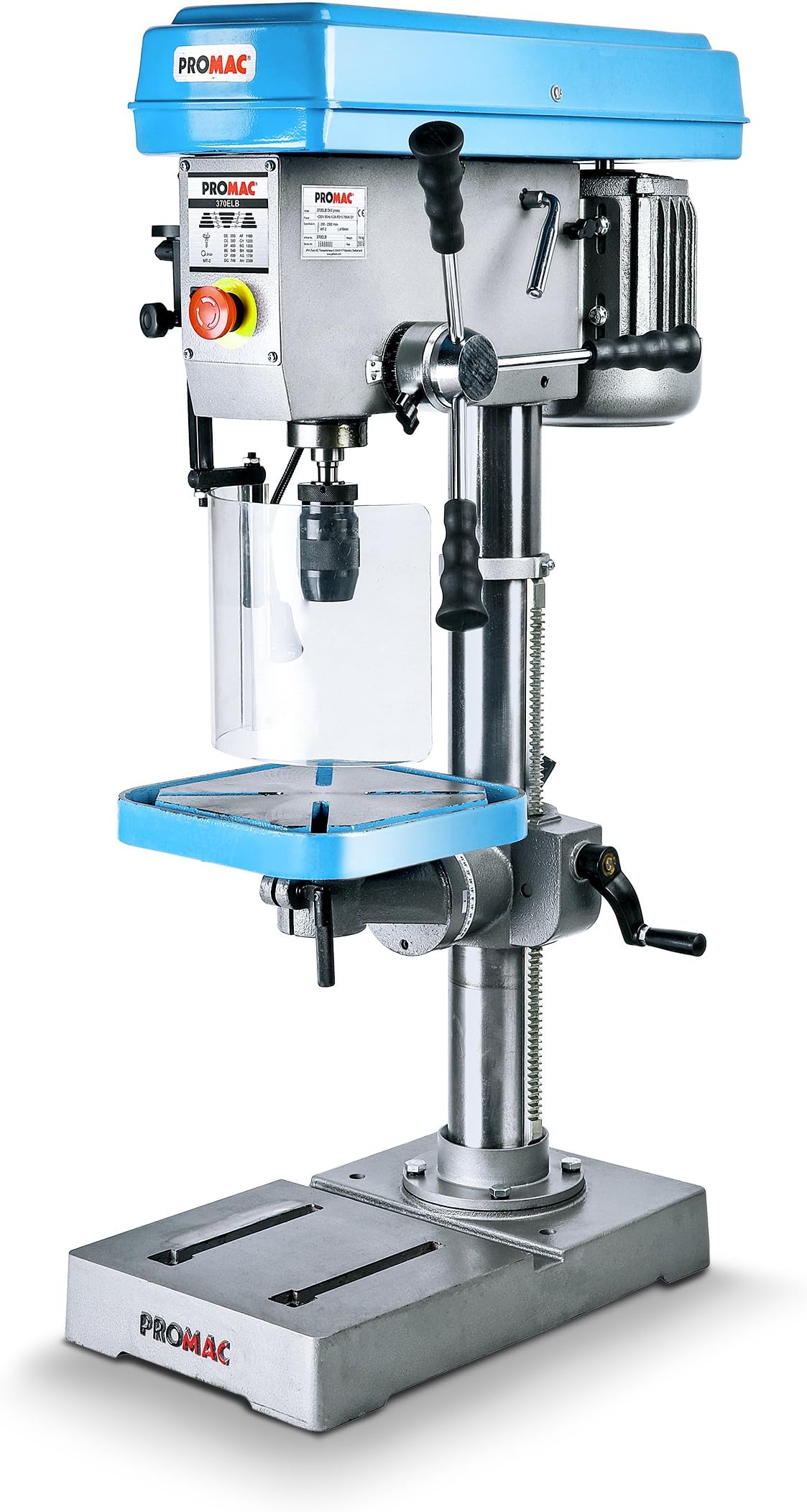 PROMAC 370ELB Benchtop Drill Press, 230V, 0.75kW, MT2, 12 Speeds 290 rpm-2300 rpm, Keyless chuck 16 mm