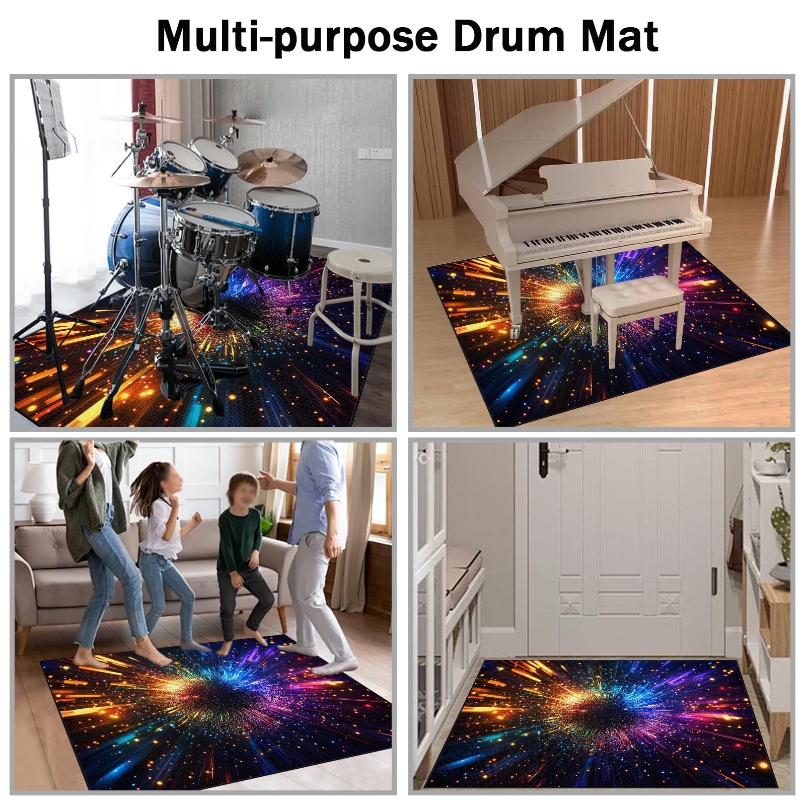 Schlagzeugteppich rutschfest Professionelle Schalldicht Drum Teppich Matte 140 x 120 cm Elektronisches Jazz Schlagzeug Kit Schallschutz Trommel Teppiche für Bass Snare Drum Musikinstrument-Teppich