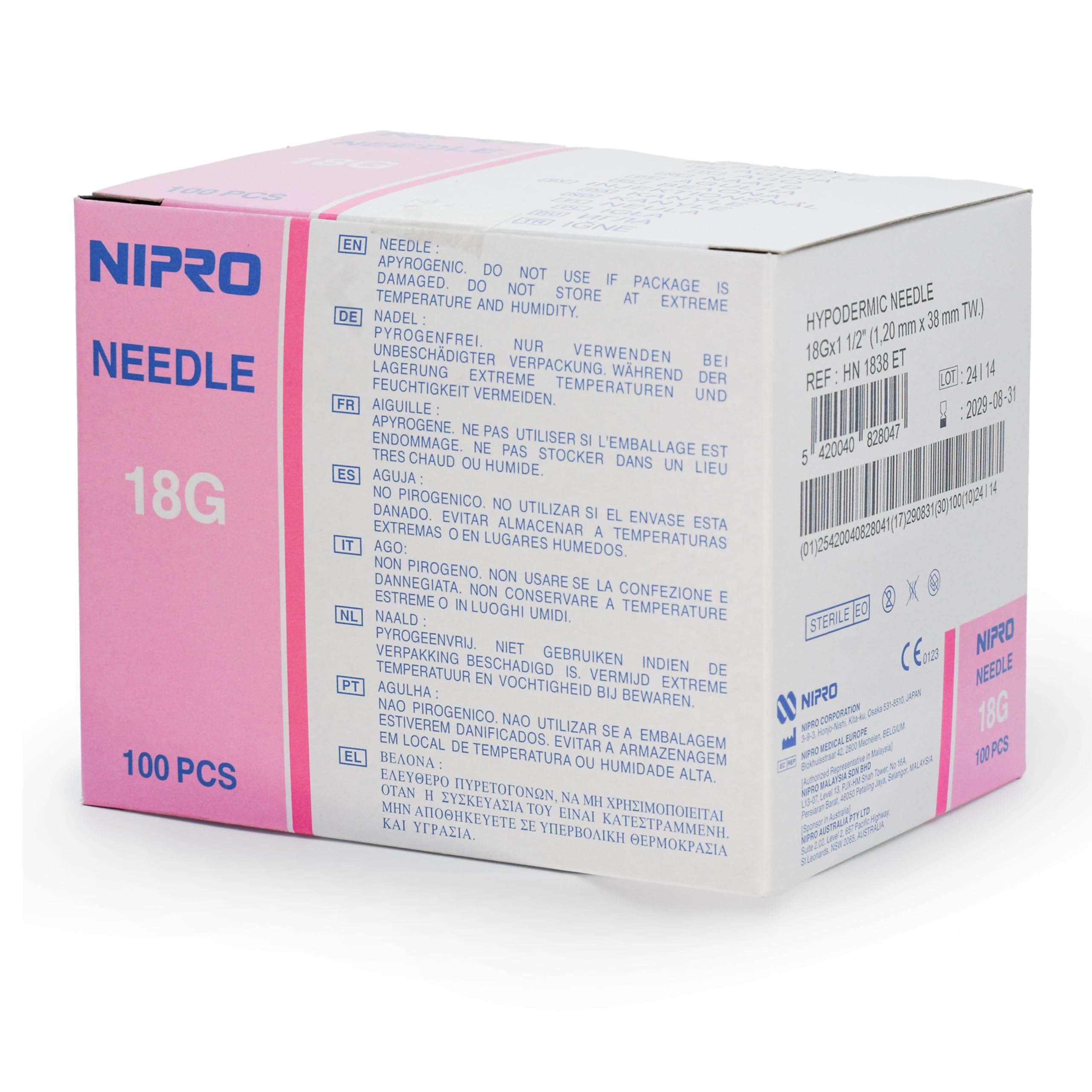 100 Seringues Hypodermiques Stériles 18G 1,2x40 mm | Usage Professionnel | Haute Précision et Flux Optimal