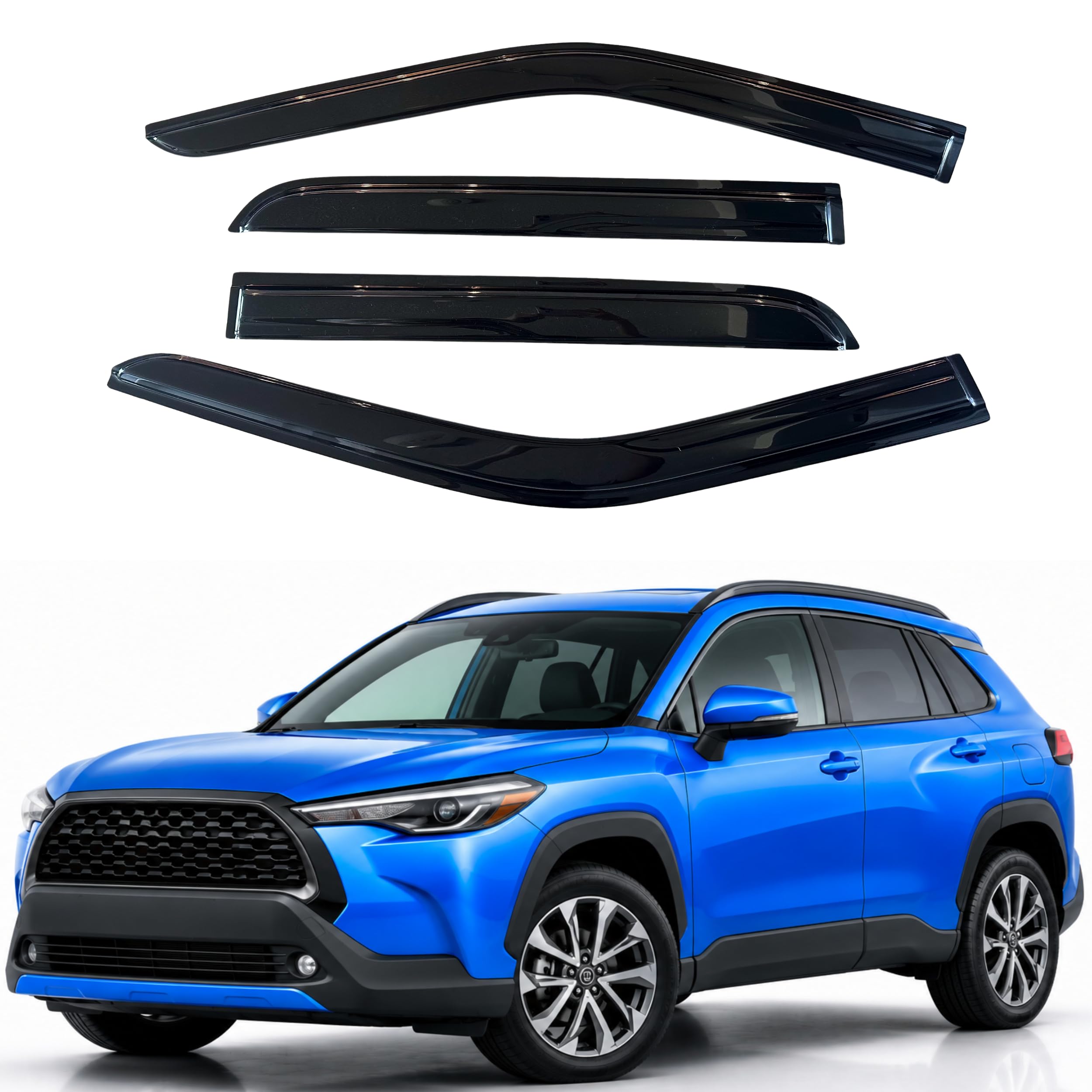 IG Window Visors Fit for 2022-2026 Toyota Corolla Cross, Out-Channel Rain Guards Vent Wind Deflectors 4PC, Car Accessories for 22-26 Corolla Cross