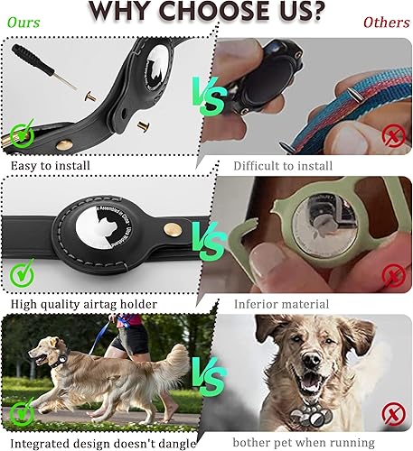 Miniatura 26 de AirTag Collar de perro – Collar de perro de cuero 100% genuino con soporte Apple AirTag, adecuado para perros pequeños, marrón oscuro, S