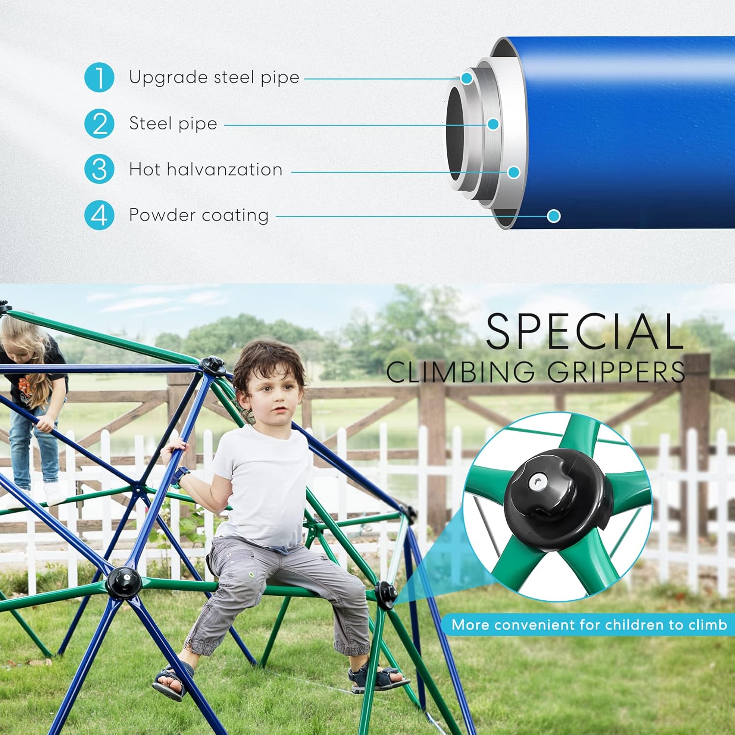 VIVOHOME 10ft Geometric Metal Climbing Dome Climber Jungle Gym Monkey Bar Playground for Outdoor Indoor Backyard, Supports up to 800lbs, Anti-Rust, Easy Assembly : Toys & Games