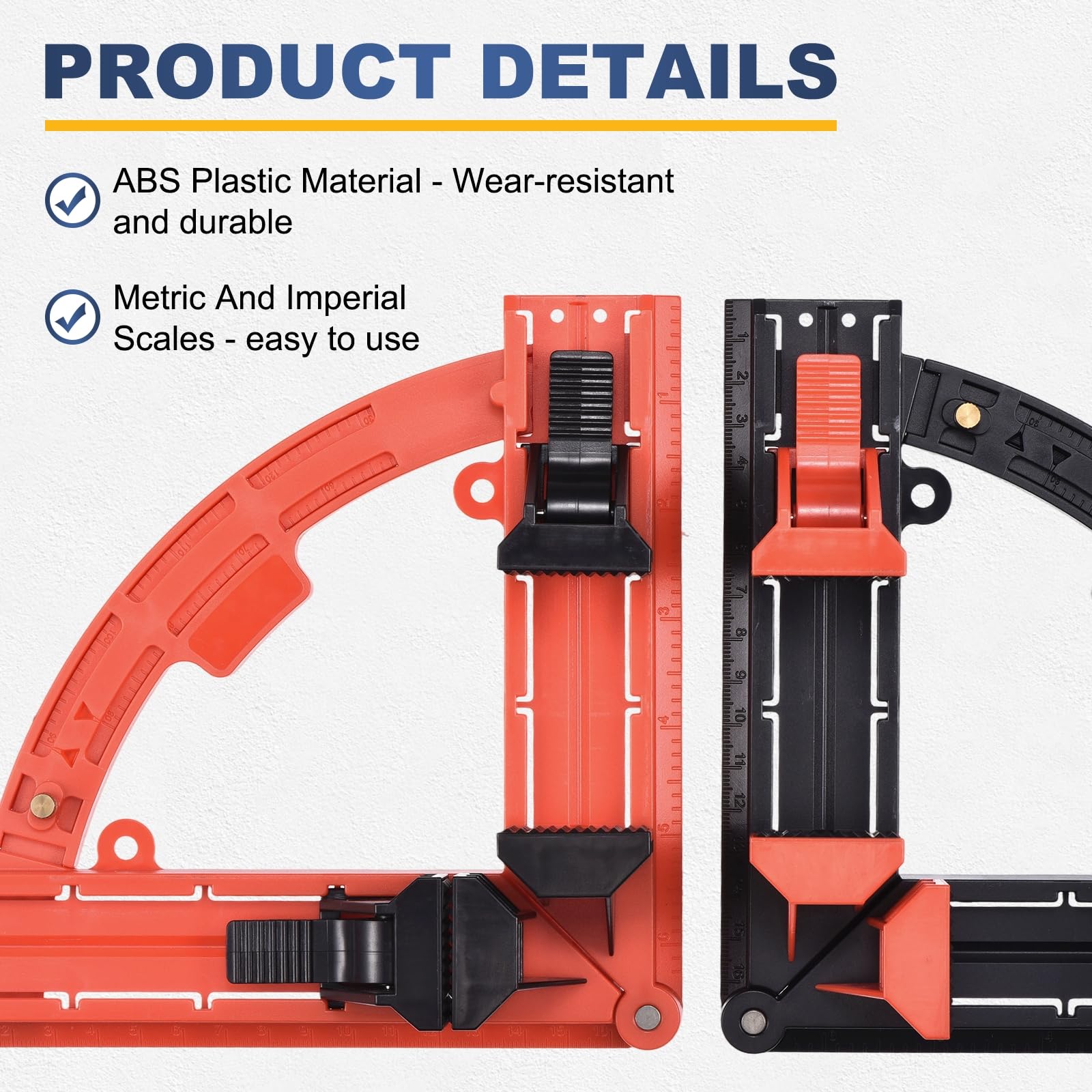 QUARKZMAN 4 Pezzi Morsetto Ad Angolo Retto 7.01" (178 mm) Plastica ABS Regolabile 30-90 Gradi Morsetto Per Cornici Attrezzi Per Fai Da Te E Lavorazione Del Legno Progetti Di Bricolage