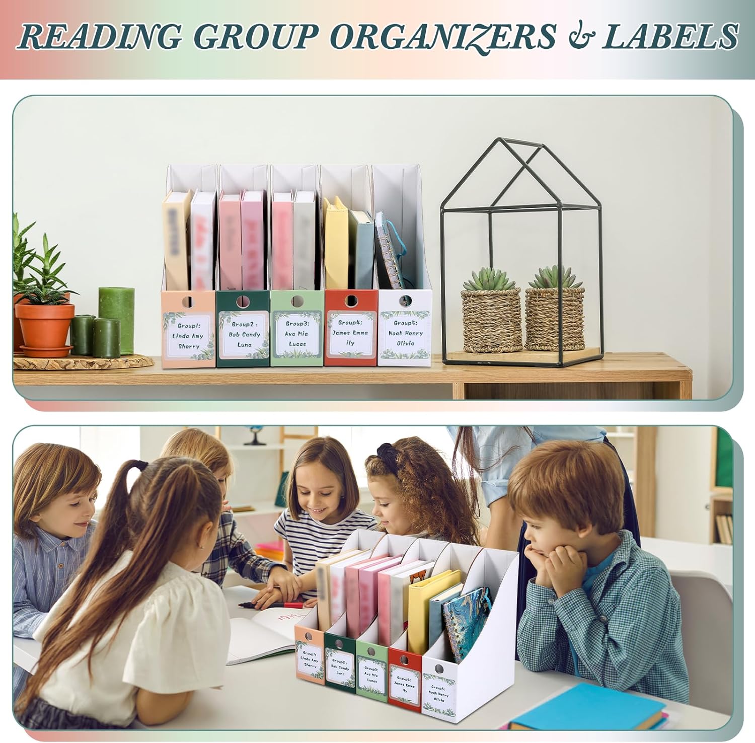 Pasimy 25 Pcs Greenery Cardboard Magazine File Holder Magazine Organizer Book Bin with Label Sticker Multicolor File Storage Box for Desk Shelves Document School Classroom Home Office Supplies
