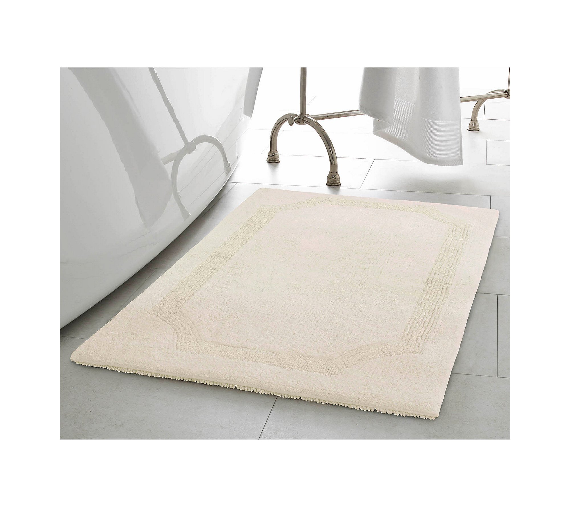 Laura Ashley Reversible Cotton 21 x 34 in. Bath Mat, Ivory, 53 x 86 cm (Rectangular) - Image 2