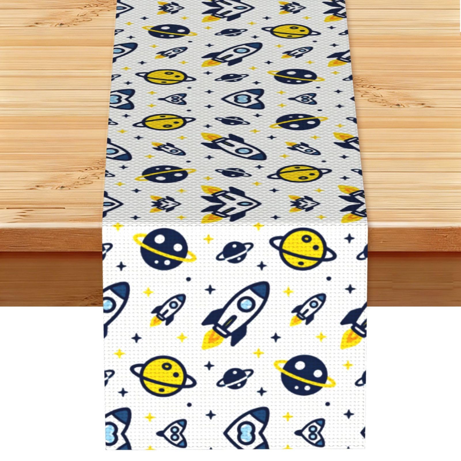 rockets Linen Look Table Runner 13x72-Wrinkle Resistant Farmhouse Style for Dining Table Decor