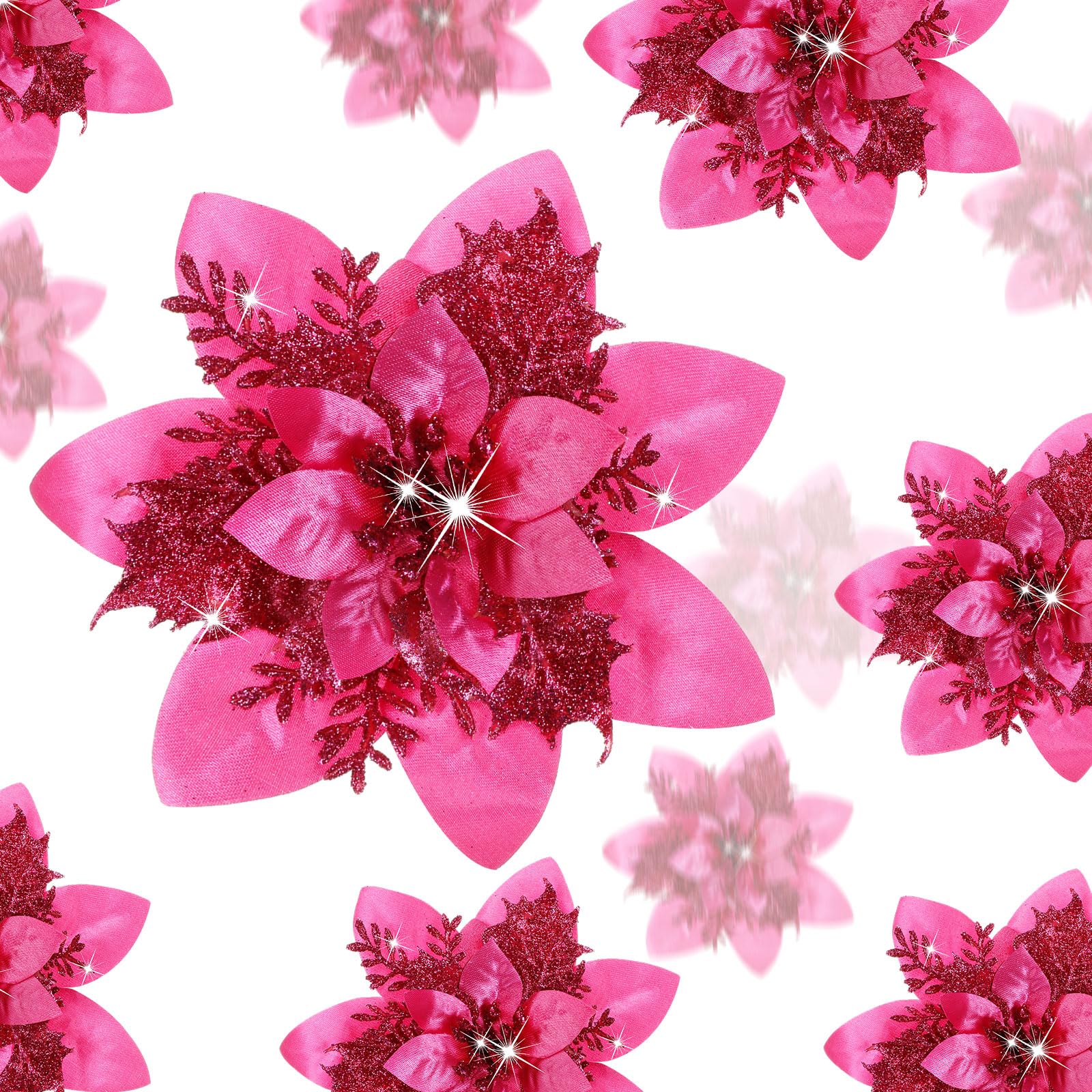 Fleurs de poinsettia artificielles haut de gamme avec clips de Noël