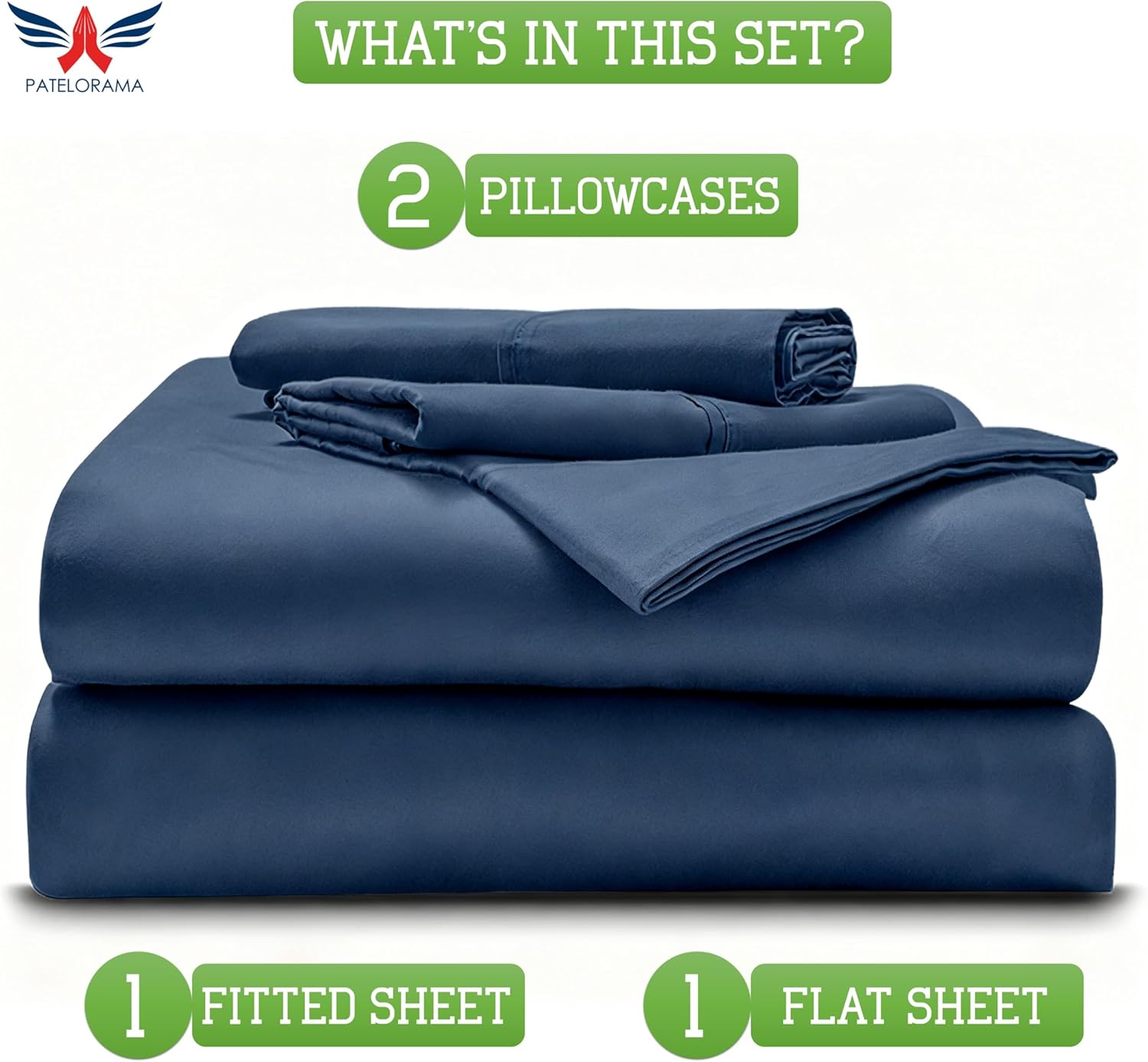 Extra Deep Pocket Sheet Set 24 inch 1000 Thread Count|Twin XL, Mediterranean Blue Color|100% Long Staple Egyptian Cotton, Oversized Pocket Fitted Sheet for Thick Mattress, Sateen Weave, Luxury Bedding