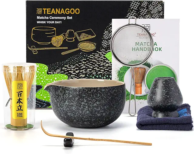 TEANAGOO Japanese Matcha Tea Set with Bamboo Whisk, Bowl & Accessories (7-Piece)