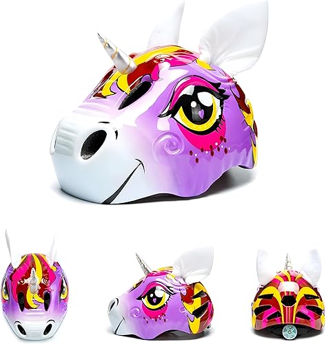Miniatura 7 de Casco de bicicleta de unicornio para niñas con luz trasera 3D unicornio CPSC y CPSIA certificado de seguridad aproximadamente de 2 a 8 años
