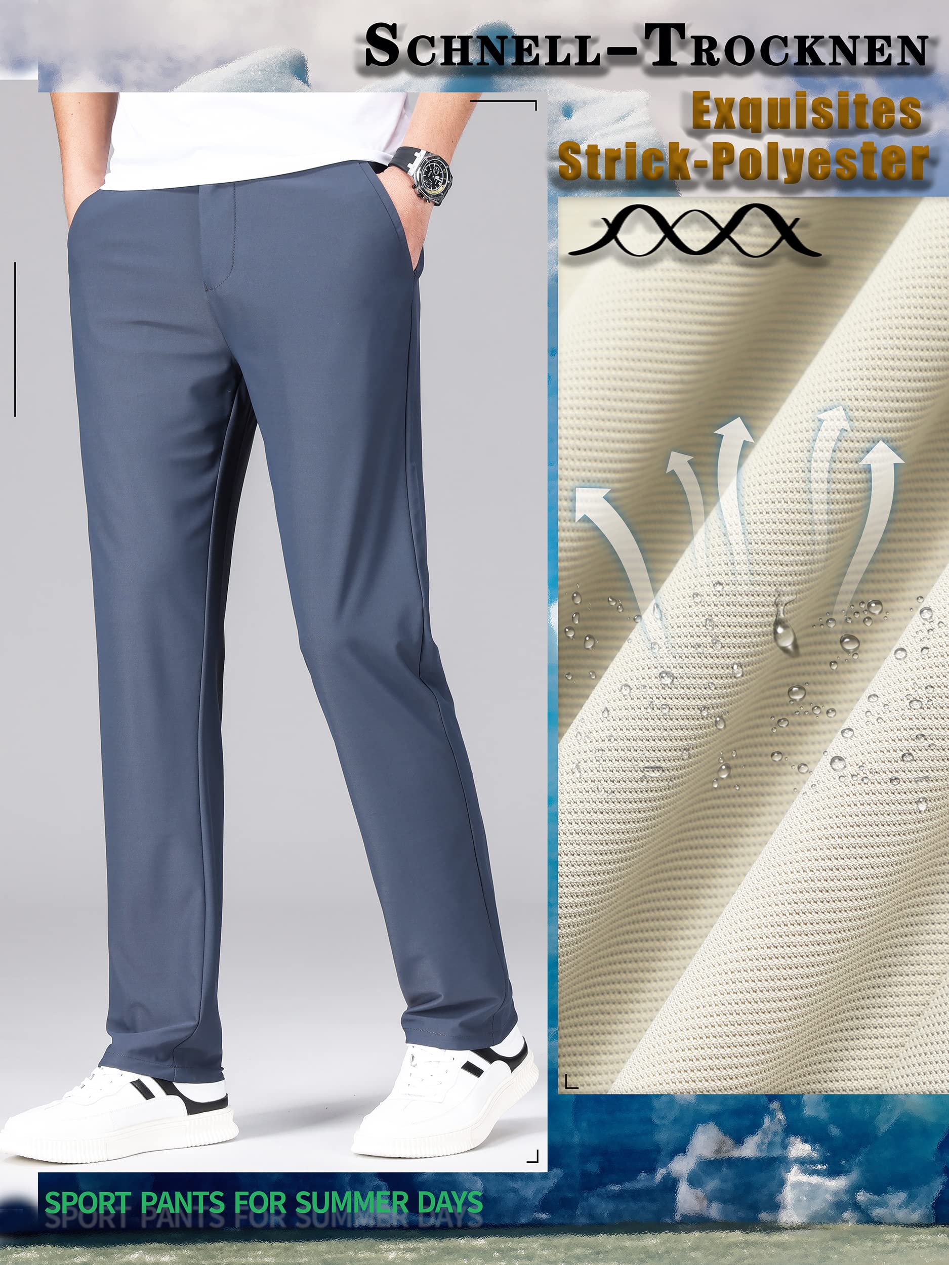 Pantalon de Golf Homme Long Extensible 4-Ways - Léger, Respirant, Sport et Bureau en ete Printemps