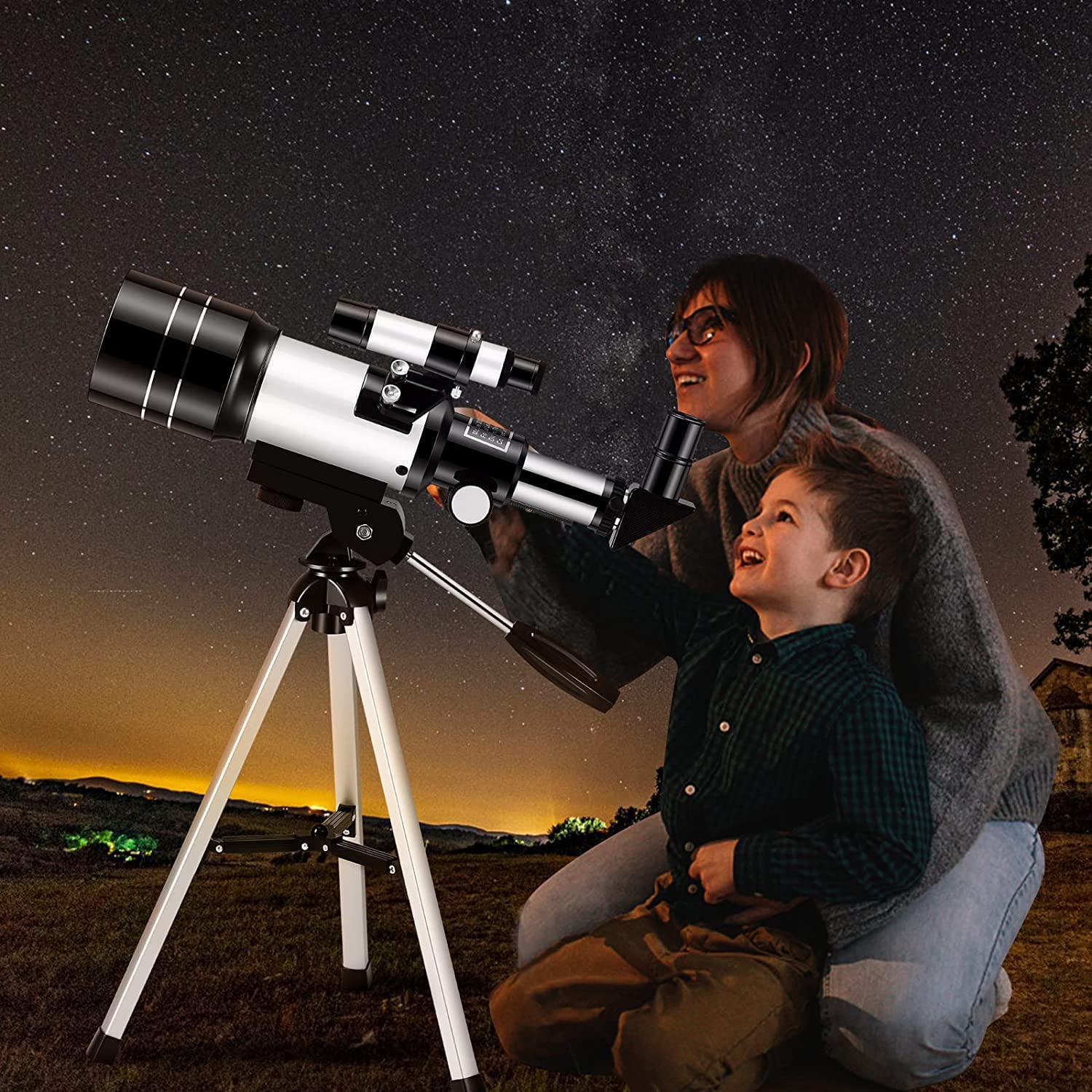 Telescope for Kids Adults Astronomy Beginners, Deoxys 150X HD Refractor Telescope for Astronomy, 70mm Telescope with Tripod, Phone Adapter, Wire Shutter, Moon Filter-image-12
